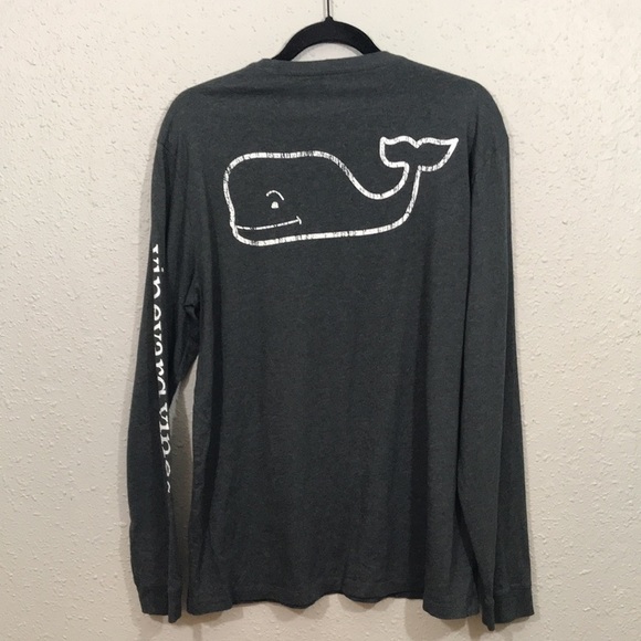 Vineyard Vines Gray Crew Neck Long Sleeve T-Shirt     size L 100% Cotton - Picture 4 of 10